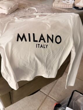 Milano White Long-Sleeve Logo Tee
